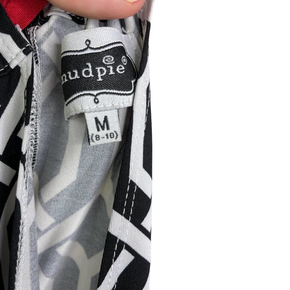 Mud Pie Natalie Women's Shift Halter Dress Black White Red Bow Geometric Sz M‎ - Picture 8 of 10